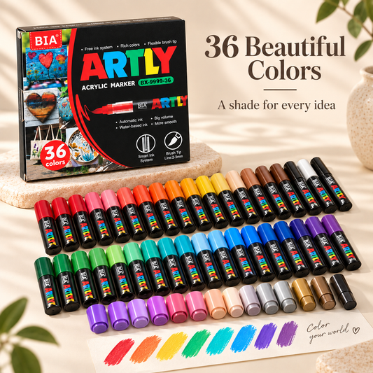 Acrylic Paint Marker Set – Flexible Brush Tip, 12–320 Colors