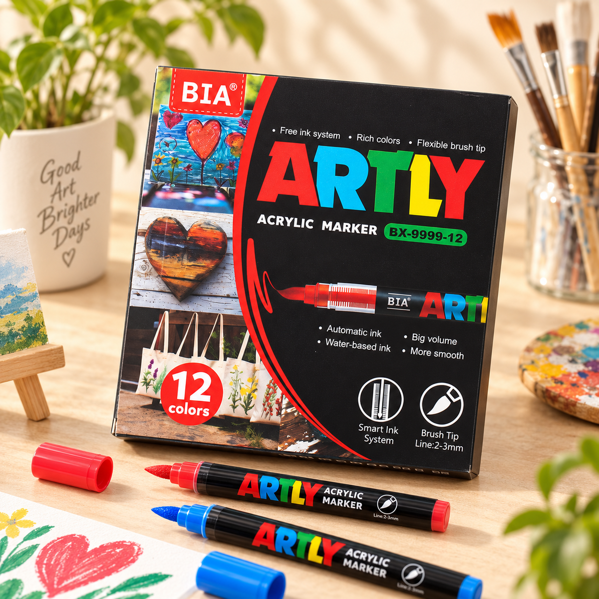 Acrylic Paint Marker Set – Flexible Brush Tip, 12–320 Colors