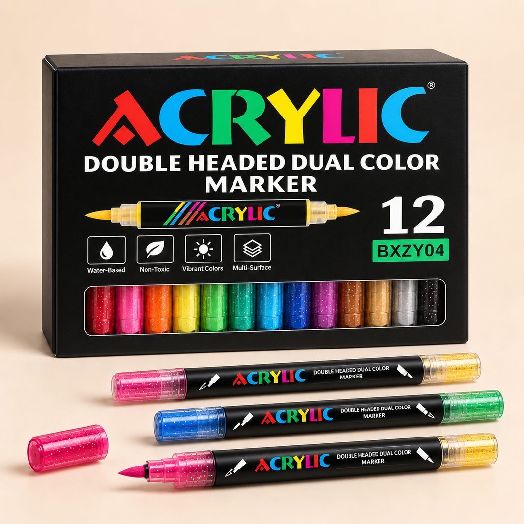 Dual-Tip Acrylic Paint Markers – Vibrant Color Set