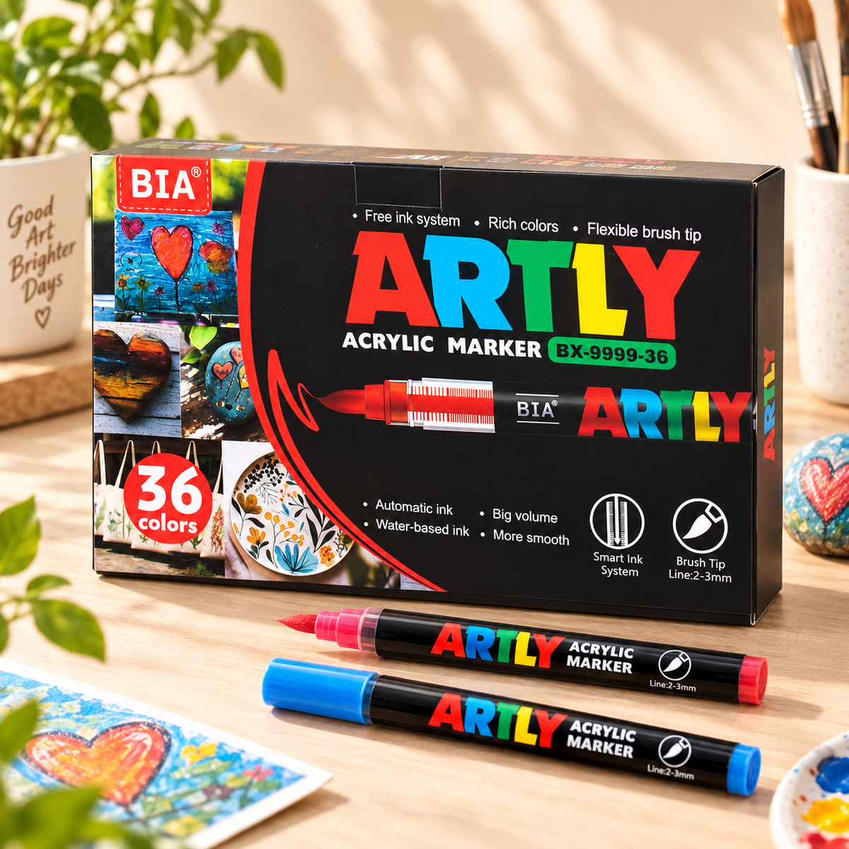 Acrylic Paint Marker Set – Flexible Brush Tip, 12–320 Colors