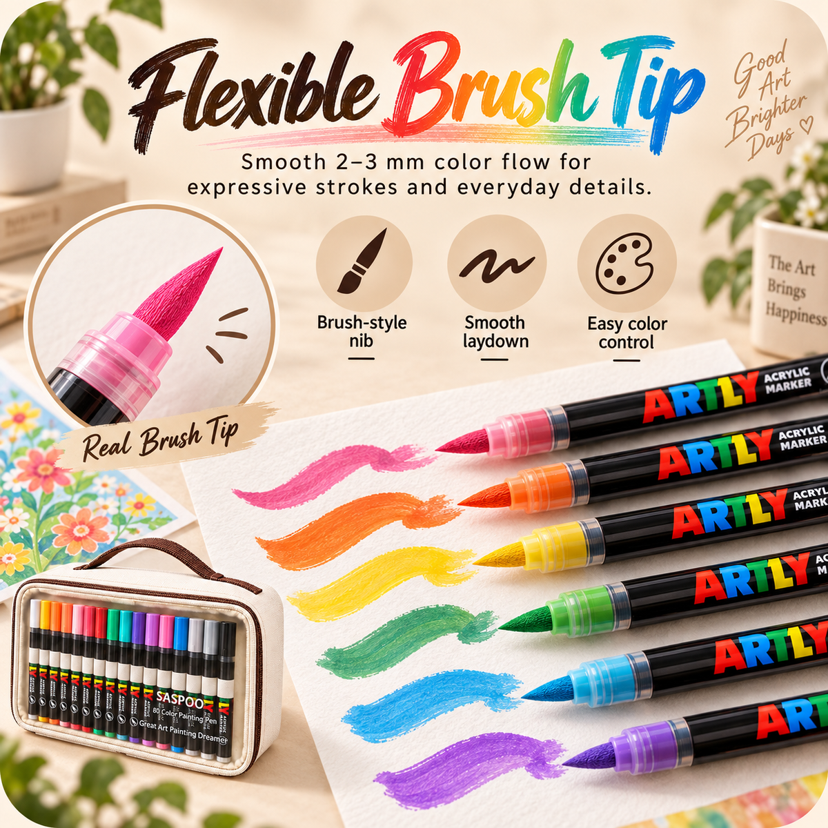 80-Color Acrylic Paint Marker Set with Portable Zipper Bag