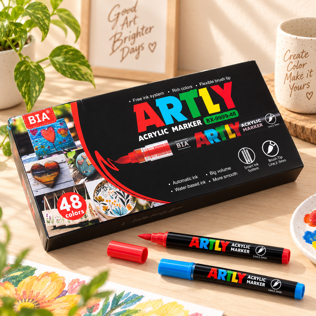 Acrylic Paint Marker Set – Flexible Brush Tip, 12–320 Colors