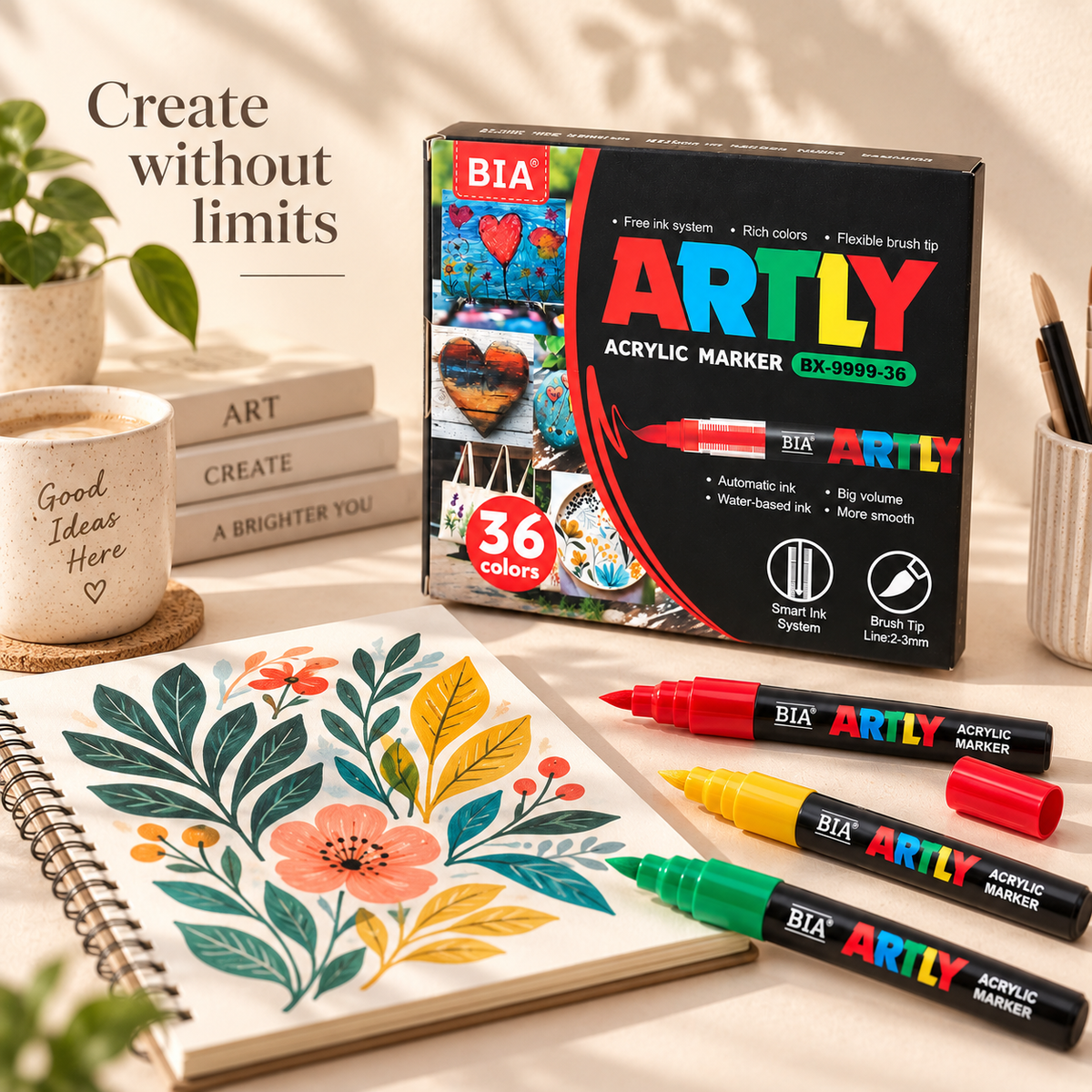Acrylic Paint Marker Set – Flexible Brush Tip, 12–320 Colors