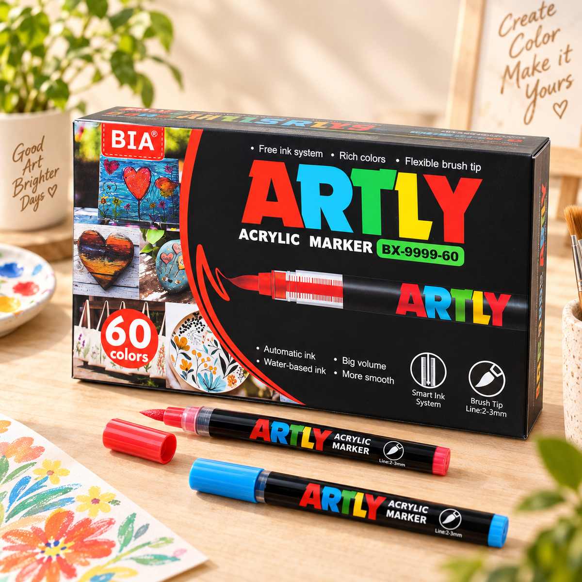 Acrylic Paint Marker Set – Flexible Brush Tip, 12–320 Colors