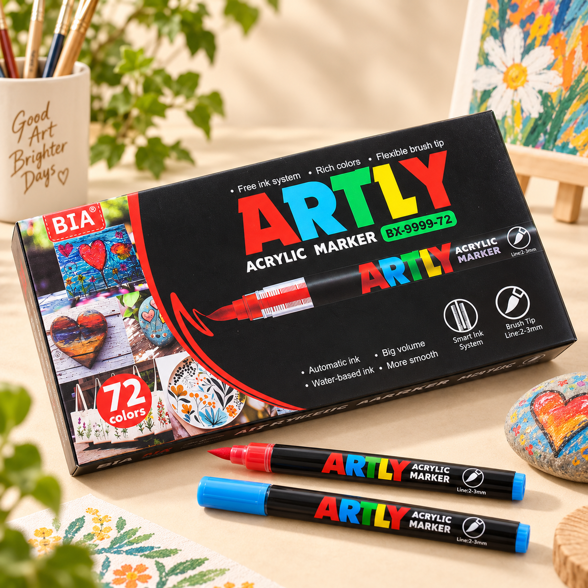 Acrylic Paint Marker Set – Flexible Brush Tip, 12–320 Colors