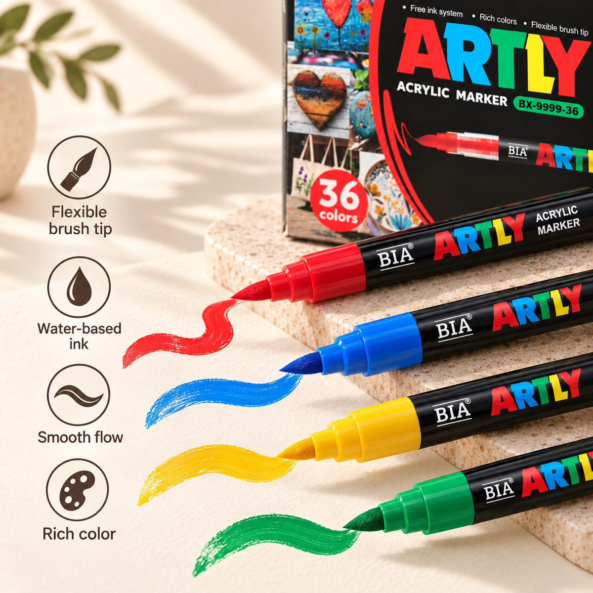 Acrylic Paint Marker Set – Flexible Brush Tip, 12–320 Colors
