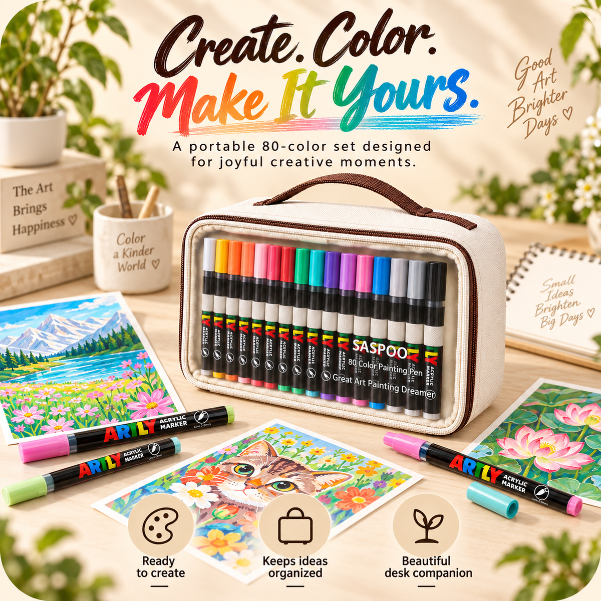 80-Color Acrylic Paint Marker Set with Portable Zipper Bag
