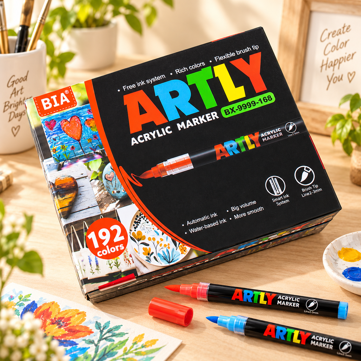 Acrylic Paint Marker Set – Flexible Brush Tip, 12–320 Colors