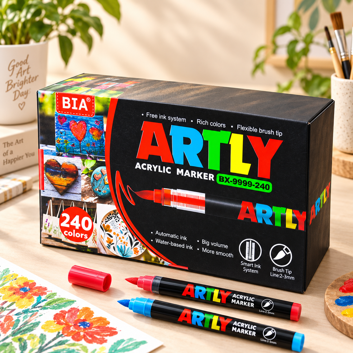 Acrylic Paint Marker Set – Flexible Brush Tip, 12–320 Colors
