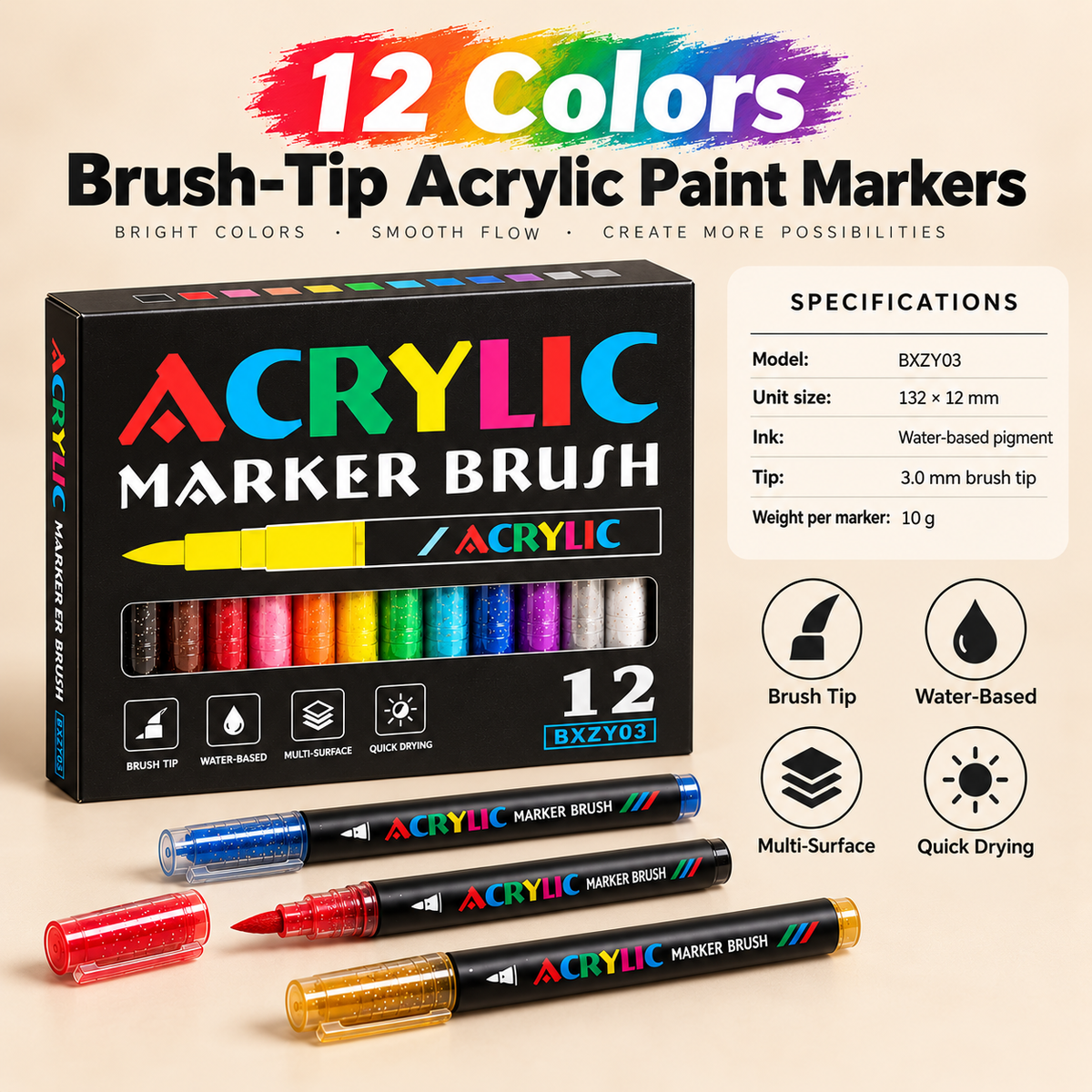 Brush-Tip Acrylic Paint Markers