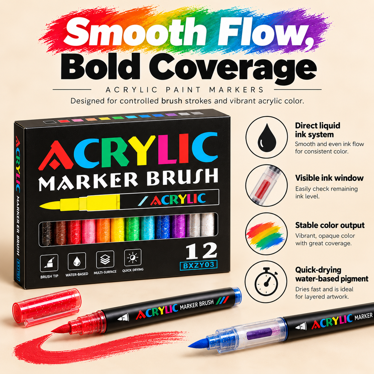 Brush-Tip Acrylic Paint Markers
