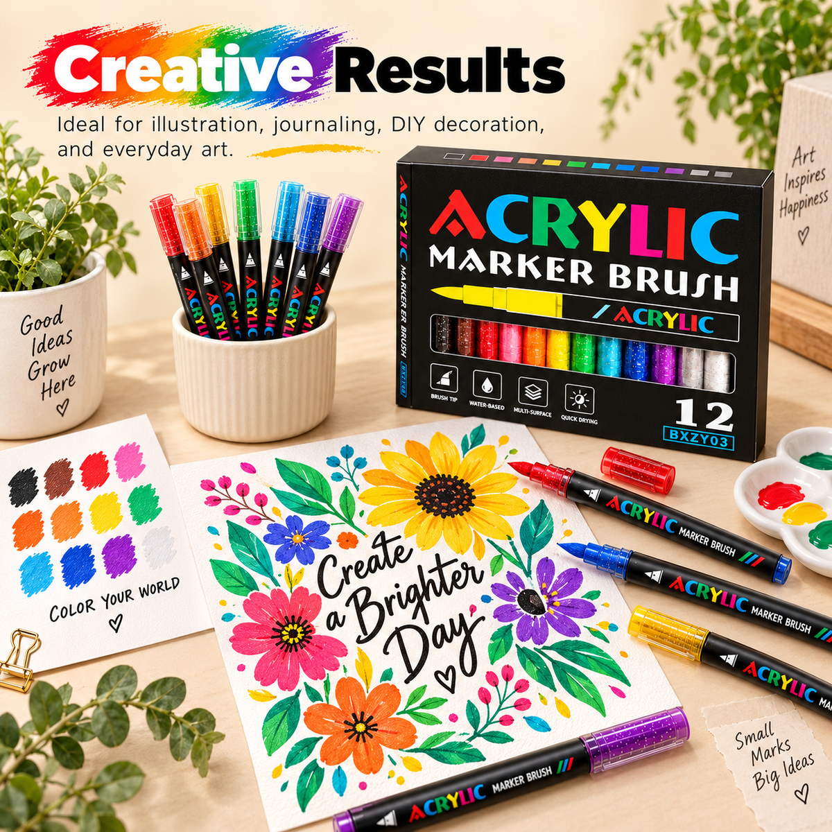 Brush-Tip Acrylic Paint Markers